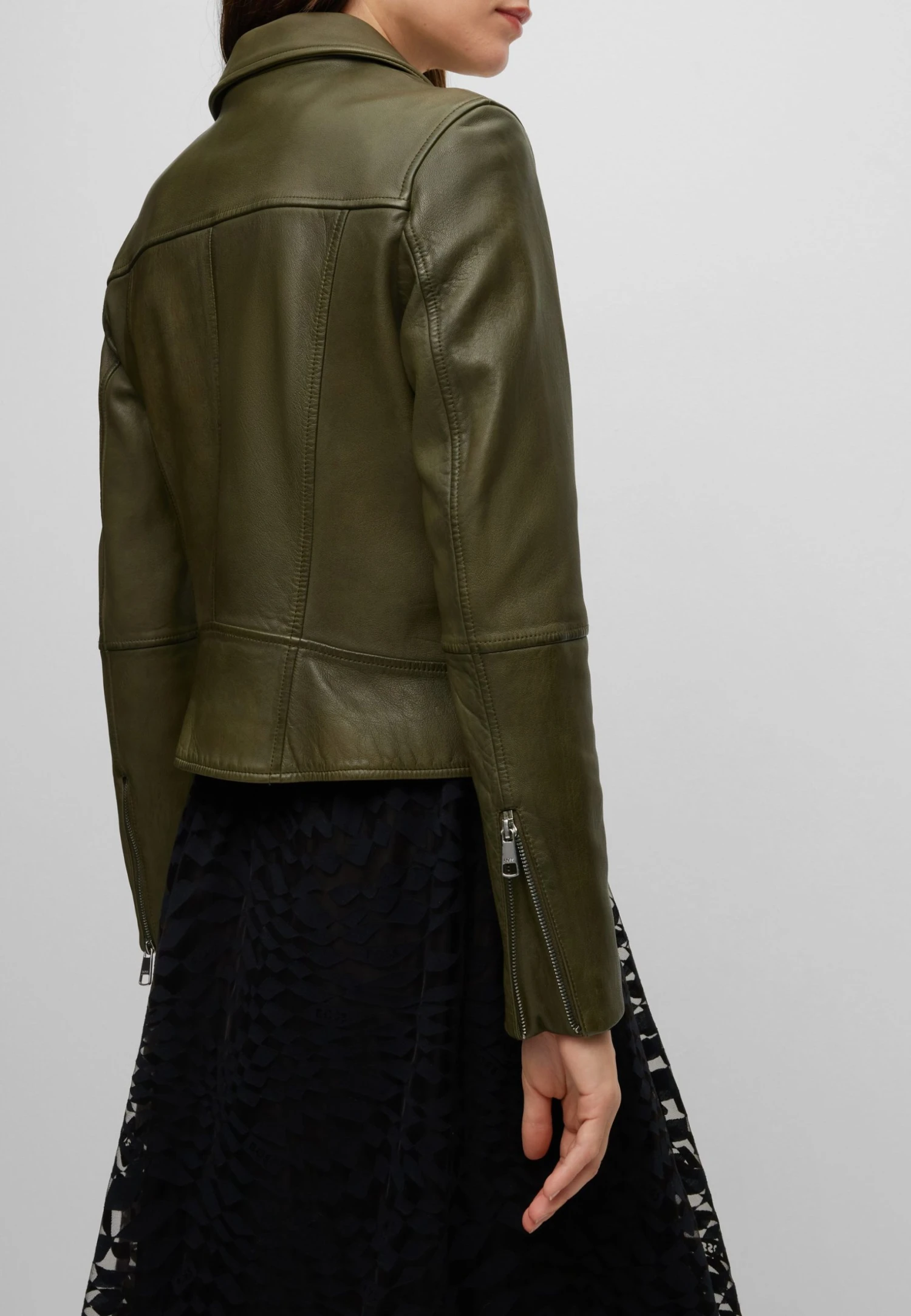 Boss Csaleli3 - Leather Jacket - Dark Green 6 Boss Csaleli3 - Leather Jacket - Dark Green - Image 4