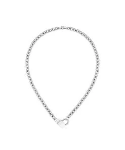 Ss WithStamped Boss Monogram Heart - Necklace - Silver Coloured