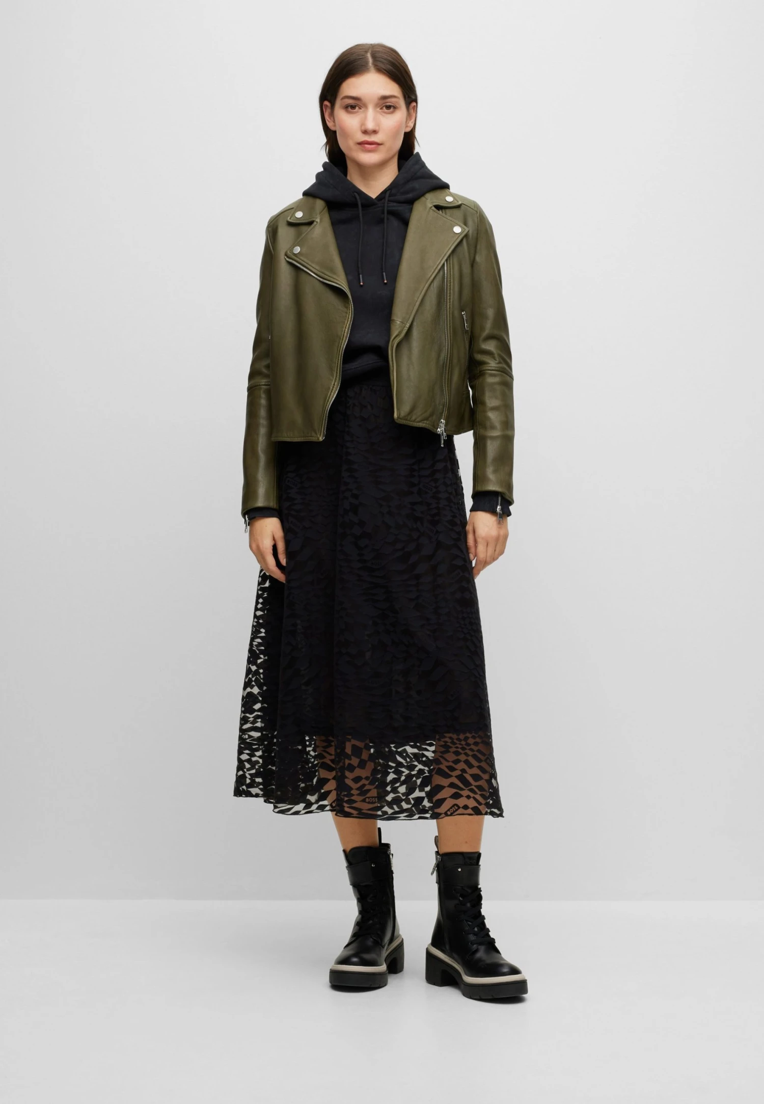 Boss Csaleli3 - Leather Jacket - Dark Green 4 Boss Csaleli3 - Leather Jacket - Dark Green - Image 2