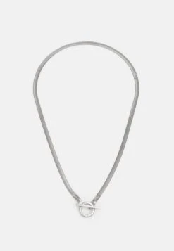 Boss Chain Necklace With Ring And Etched Logo - Necklace - Silver-Coloured