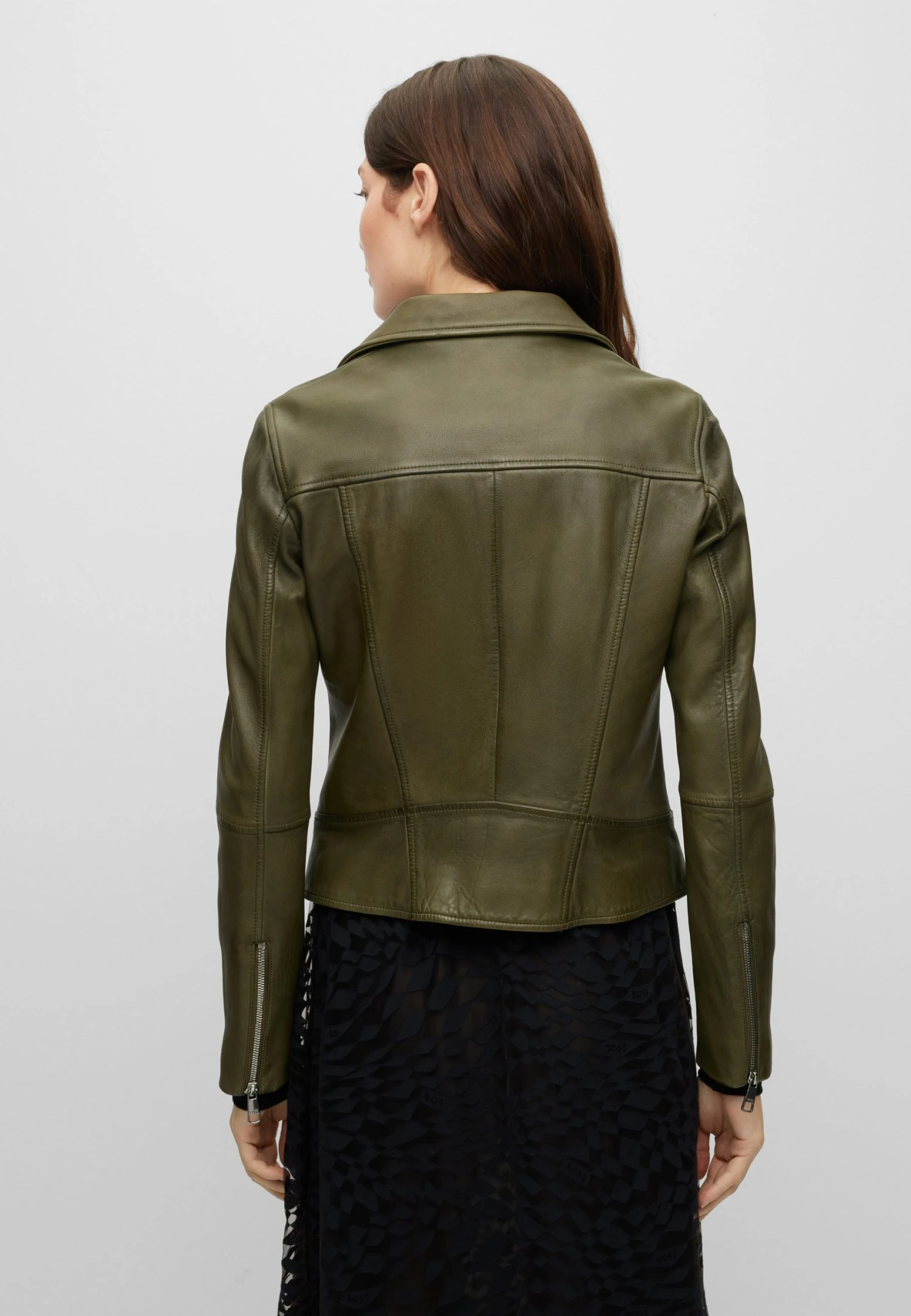 Boss Csaleli3 - Leather Jacket - Dark Green 5 Boss Csaleli3 - Leather Jacket - Dark Green - Image 3