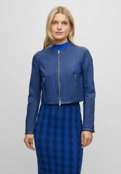 Boss Sajosa - Leather Jacket - Dunkelblau Sieben