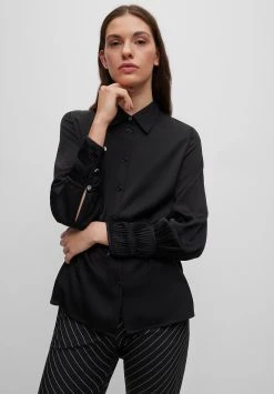 Boss Benea Silk Mix - Button-Down Blouse - Black