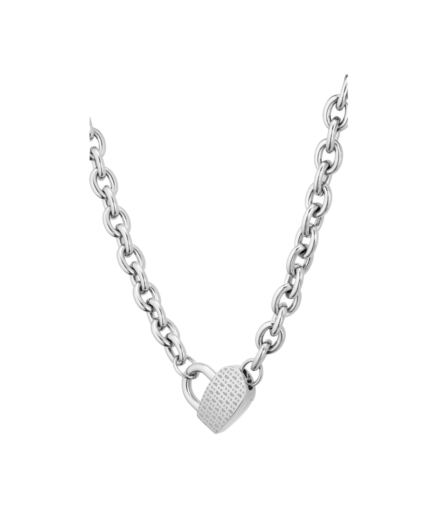 Ss WithStamped Boss Monogram Heart - Necklace - Silver Coloured 4 Ss WithStamped Boss Monogram Heart - Necklace - Silver Coloured - Image 2