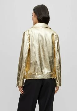 Boss Sagold - Leather Jacket - Gold Coloured -Boss Shop de31d9a6dd76437bb5ea3a890906d178