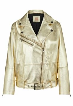 Boss Sagold - Leather Jacket - Gold Coloured -Boss Shop f5ea818c8fea4ef396a172075219214a